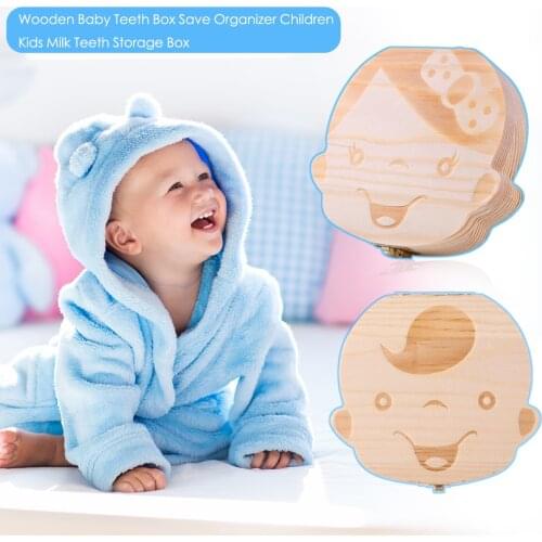 Wooden Baby Wooden Baby Teeth Box Kids Tooth Storage Box Teeth Umbilical Lanugo Organizer Milk Teeth Collect Gift Keepsakes Save