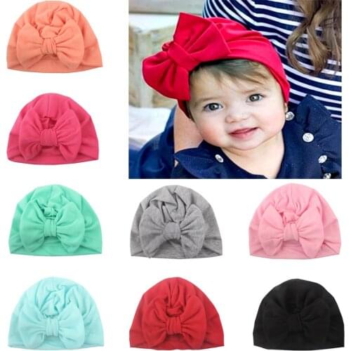 Baby hat Girls Boho Bow tie Beanie Scarf Turban Head Wrap Cap winter hats for kids fotografia photography accessories Soft hat