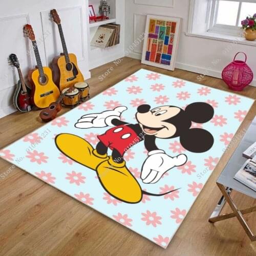 Disney Mickey Minnie Mouse Baby Play Mat Anti-slip Kitchen Dinning Room Home Bedroom Carpet Floor Mat Home Decor Floor Rug
