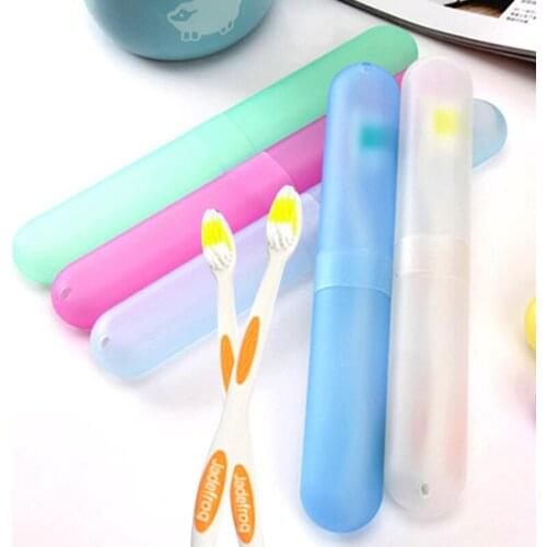Travel Toothbrush Case Portable Travel Walking Camping Box Bathroom Toothbrush Box Household Merchandises Random Color Plastic