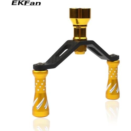 EKfan New Design Aluminum Alloy Knob Carbon Fiber 12mm Handle Knob Gold Color Double Fishing Reel Handle Fishing Tackle Tool