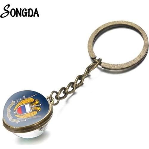 IGN Rainbow Six Wiki Key Chain Convex Glass Ball Vintage Keyring Russia Military Jewelry Phone Pants Paired Chains Mens Gifts