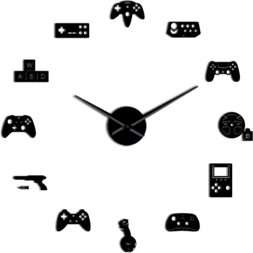 Game Controller Video Diy Giant Wall Clock Game Joysticks Stickers Gamer Wall Art Video Gaming Signs Boy Bedroom Game Room Decor
