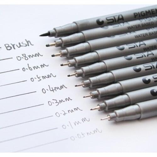 STA Sketch Markers Art Marker Pen Different Tip Sizes Pigment Liner Water Based For Drawing Handwriting Supplie Stationery