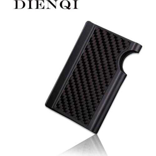 DIENQI Metal RFID Carbon Fiber Men Cardholder Business Male Card Holder Thin Case Simple Money Bag Anti Wallet Card tarjeteros
