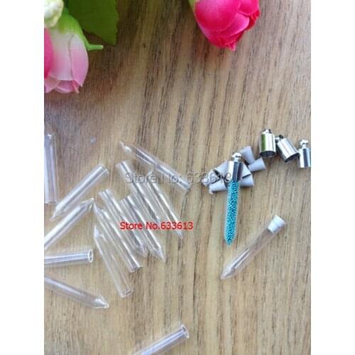 Mini cute small glass of rice writing charm vials pendant loophole bottles sharp end perfume glass globe 100set/lot freeshipping