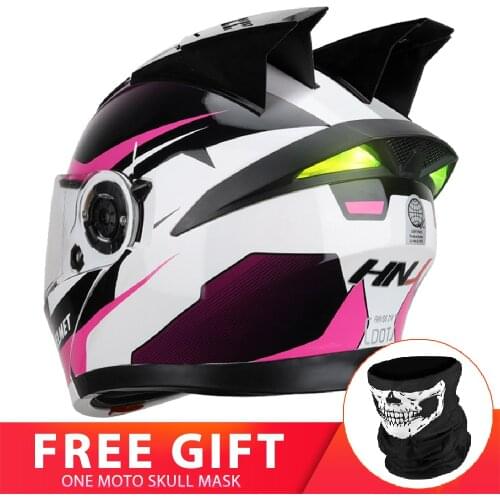 Motorcycle Helmet Women Motocross Modular Flip Up Moto Ear Helmet Motorbike Dual Lens Helmet Casco Capacete Casque Rose Helmet