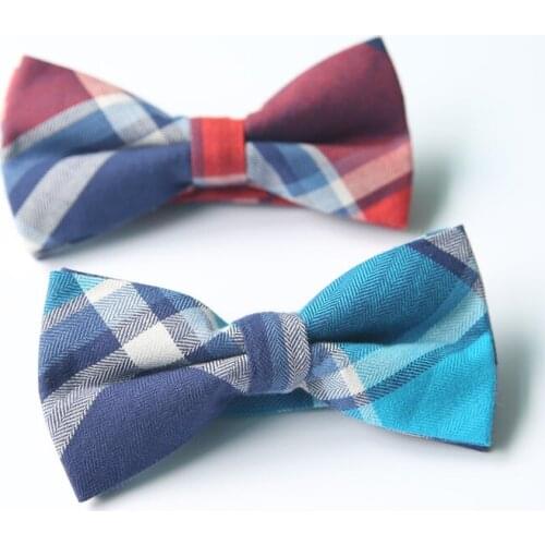 Mens Cotton Bowtie Casual Fashion Plaid for Men Oblique Candy-colored Party of England Bow Ties 30pcs/lot