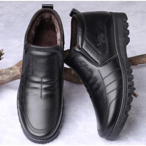 Luxury Brand Men Winter snow Boots Warm Thicken Mens Ankle Boots bot Fashion Male Business Office Formal Leather safety Shoes