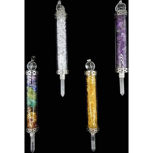 Natural Energy Crystal Gravel White Crystal Six Prism Seven Color Chakra Pendant Purple Yellow Colorful Wealth Healthy Unique