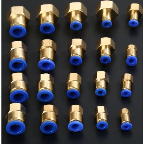 Pneumatic Female Straight Connectors 1/8'' 1/4'' 3/8'' 1/2'' Female Thread OD 4 6 8 10 12mm Air Pipe Joint Pneumatic Fitting