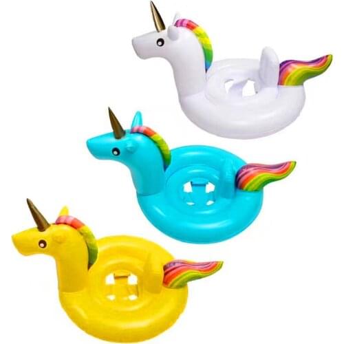Hot Unicorn Baby Swimming Ring Infant Float Pool Swimming Circle Inflatable PVC Water Seat with Back Support Anti-rollover