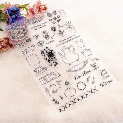 15x21cm Tea Party Clear Stamps Transparent Seal Silicone Seal TPR Christmas Wedding Roller Stamps DIY Scrapbook Album Card