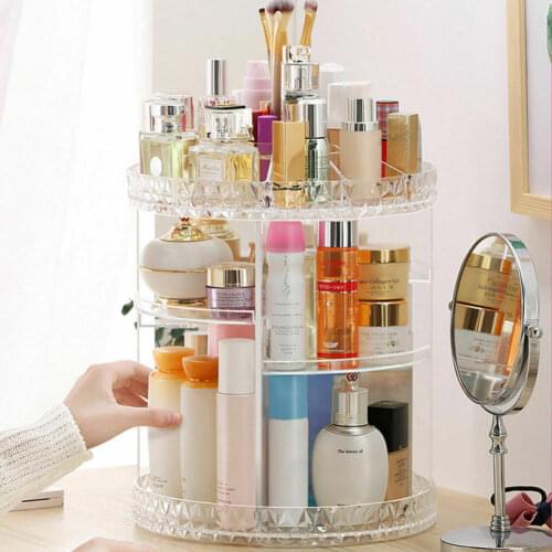 Makeup Cosmetic Rack Holder 360 Degree Rotating Organizer Storage Box Case Clear