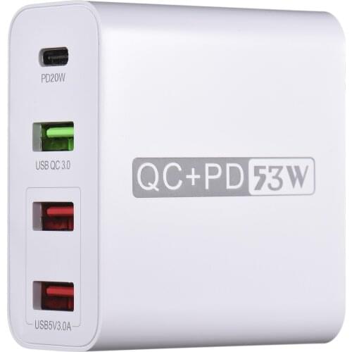 53W USB Wall Charger Multiport Fast Charger Block with Foldable Plug Quick Charge 3.0 Adapter PD Charging Station USB Plug Cube