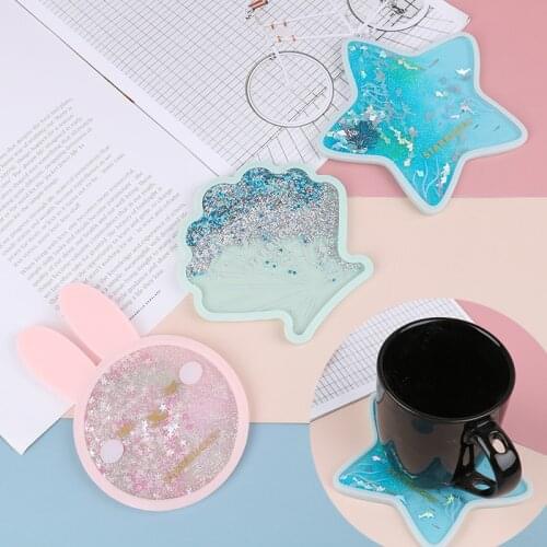1Pcs Cute Coasters Rabbit starfish Silicone Mug Placemat Cushion Insulation Pad