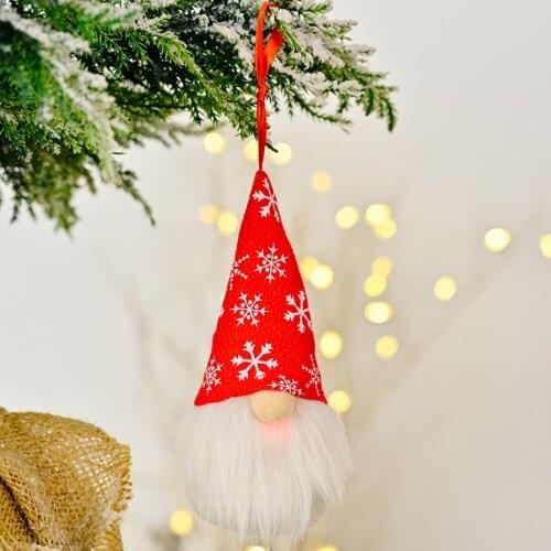 2022 Merry Christmas Knitted hat gnome ornament Faceless Doll Antlers Design Decorative Tasteless Dwarf Doll Ornament with Light