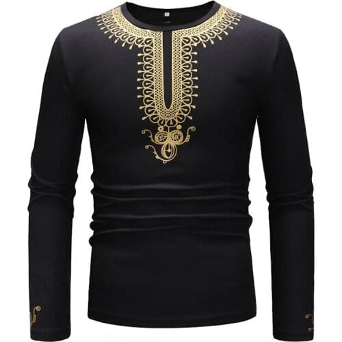 Streetwear Men African Clothes 2020 Brand Africna Dashiki Print T Shirt Men Slim Fit Long Sleeve Tops Tees Camisetas Hombre xxl