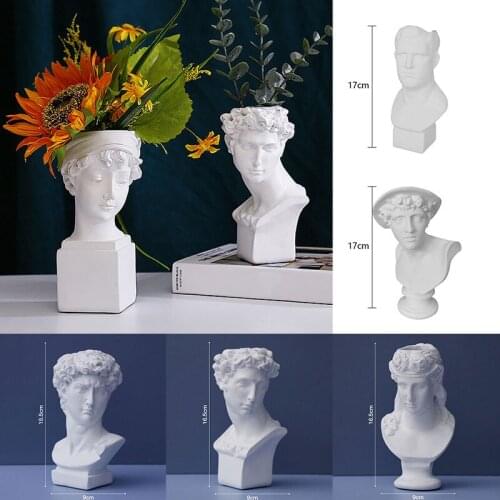 Flower Pot Vase Creative Portrait David Vase Pen Holder Makeup Brush Storage Resin Art Crafts Sculpture Model Sketch Home Decor
