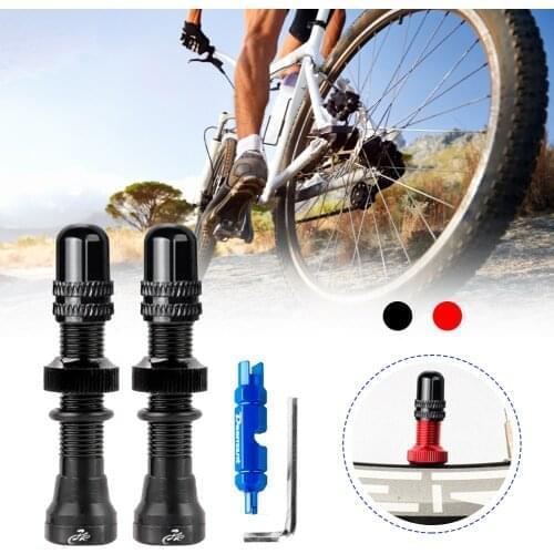 Bicycle Valve 2PCS Schrader A/V Valves 40mm CNC Machined Anodized Nipple Tubeless For MTB Road Bike Tubeless Rims Accessories