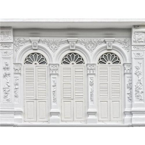 VinylBDS Photographic Background Continental White Wall Wooden Doors Building Excluding Bracket Photocall Newborn