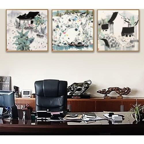 Wu Guanzhong Bridge Modern Abstract Black White Chinese Ink Canvas Paintings Landscape Poster Prints Living Room Wall Art Gifts
