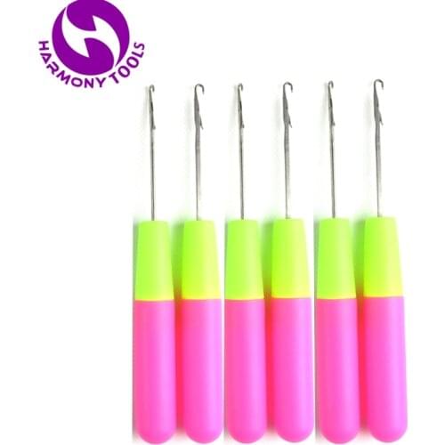 Xuchang Harmony 10 Pieces Pink & Lemon Color Plastic Knitting Crochet Hook Needles for jumbo braiding hair
