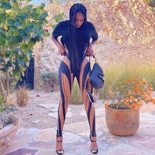 Women High Street Casual Patchwork Skinny Stretch Trousers 2021 New Fashion Club Streetwear Female Leggings Pants