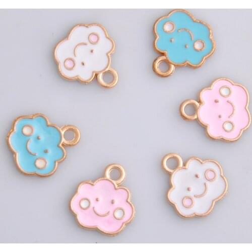 10pcs 10x12mm Enamel Smile Face Cloud Charms Trinket Metal Cloud Pendants Alloy Dangle For Earrings Jewelry Making DIY YZ030