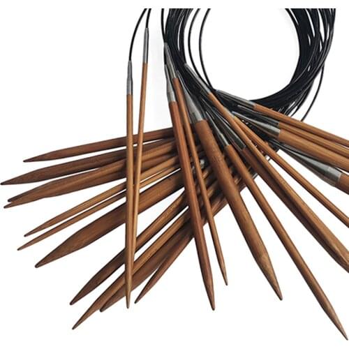 2.75mm-10mm Bamboo Circular Knitting Needles Hand Sewing Yarn Weaving Black Tube Crochet Hook Set
