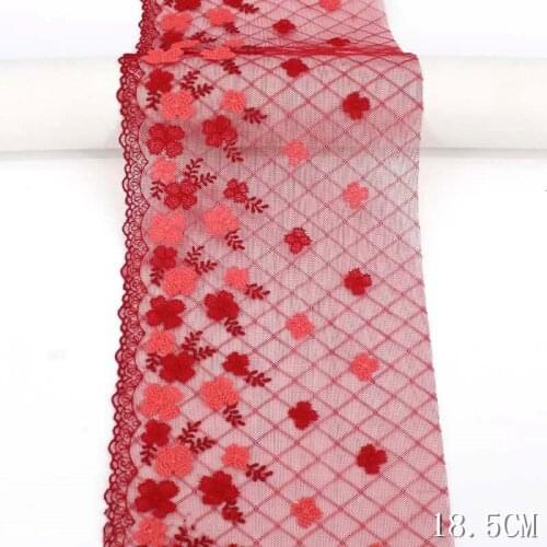 2Yards Red Brown Mesh Embroidered Lace Trim Ribbon Fabric for Underwear Sewing Accessories Girl Dress Wedding Hair Garments