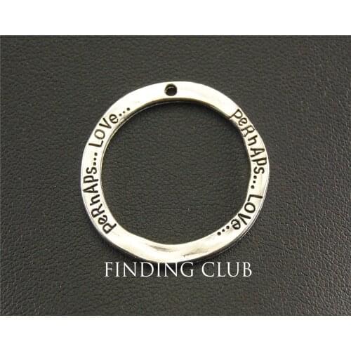 20pcs Silver Color Carved perhaps love Round Charm Connector DIY Necklace Bracelet Findings 30mm A1334