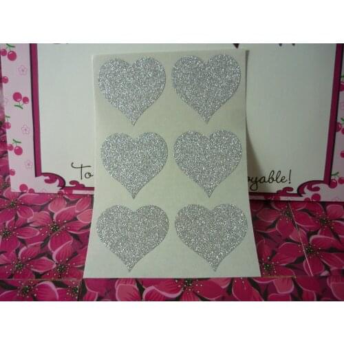 3.8cm Silver glitter wedding favors heart sticker