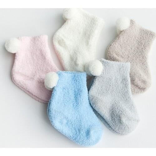3Pair/lot New thick warm baby socks boys girls baby solid color newborn socks