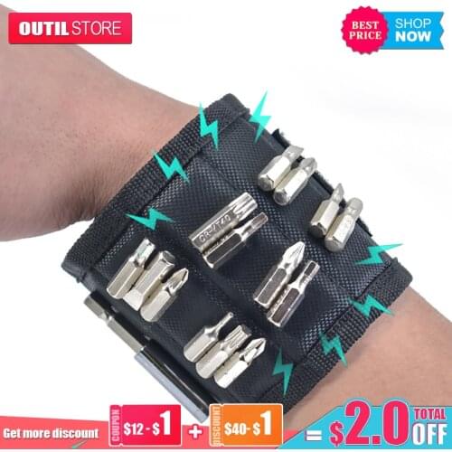 3-section magnetic electrical tool bag super suction woodworking wrist belt Oxford cloth wear-resistant magnet tool assistant