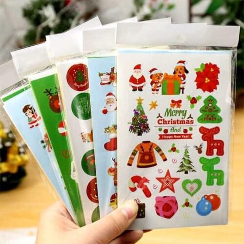 Random 50/30pcs Cartoon Santa Claus Stickers Cute Stickers Kindergarten Childrens Holiday Gift Box Decoration Pupil Award