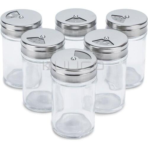 6 PCS/LOT Storage jars/Glass bottle/Spice Bottles/Glass Container for salt/sugar/pepper/condiment/Grains/tea/coffee bean etc