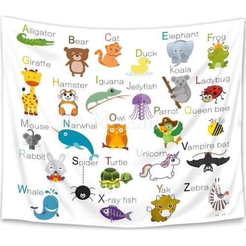 Alphabetic Children Color Cartoon Animal Tapestry Infant Nursery Texture Artwork