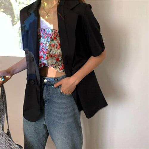 Loose Cool Summer Women Blazers 2021 New Simple Design Elegant Office Lady Casual Coat Jackets Blazer Short Sleeve Solid Clothes