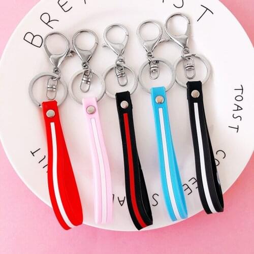 Candy Color Pvc Silicone Leather Rope Key Chain Car Pendant Student Bag Key Ornament Creative Jewelry Gift