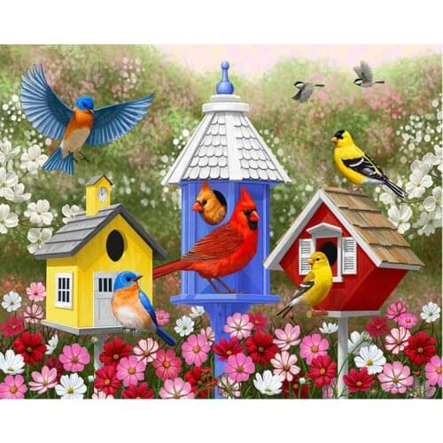 DIY 5D diamond painting cross stitch Bird house round diamond embroidery mosaic flower pattern Crafts gift stickers decoration