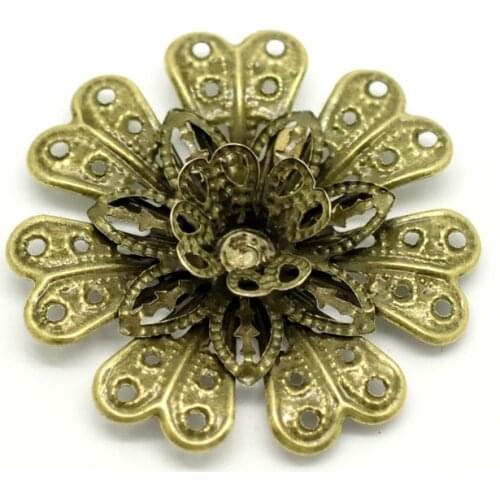 DoreenBeads 30PCs Antique Bronze Filigree Flower Connectors Embellishments Findings 3.9x3.9cm (B18428), yiwu