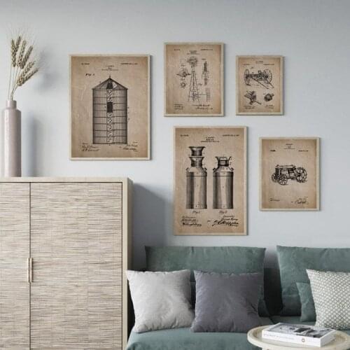 Farm Patent Vintage Posters and Prints Farmhouse Gift Retro Wall Art Canvas Painting Wall Pictures for Living Room Home Decor