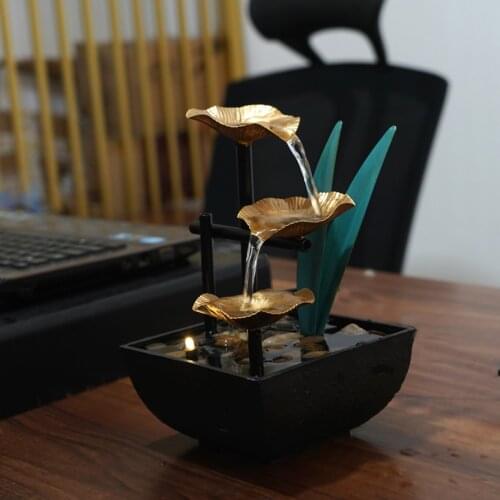 Water Fountain Indoor Garden Desktop Waterfall Decoration Feng Shui Office Flowing Mini Waterfall Fountain for Home Office Decor
