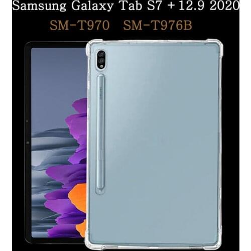 Funda Samsung Galaxy Tab S7+ 12.9 2020 SM-T970 SM-T976B Shockproof Soft Silicone Shell Transparent Capa Airbag Protective Coque