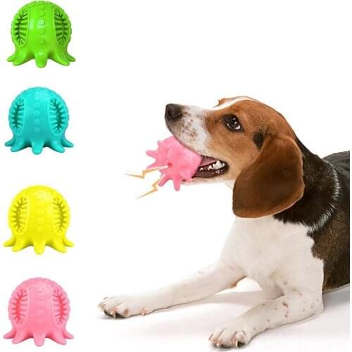 H&JOY Dog Chew Toys Octopus Squeaky Toothbrush Bite Resistant Sound Toy For Small Large Medium Dogs Durable Dog Ball Pet Product