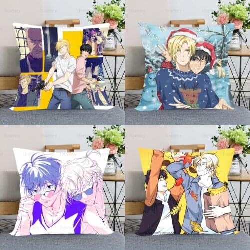 Banana Fish Anime Pillow Case For Home Decorative Silk Pillows Cover Invisible Zippered Throw PillowCases 40X40,45X45cm 0508