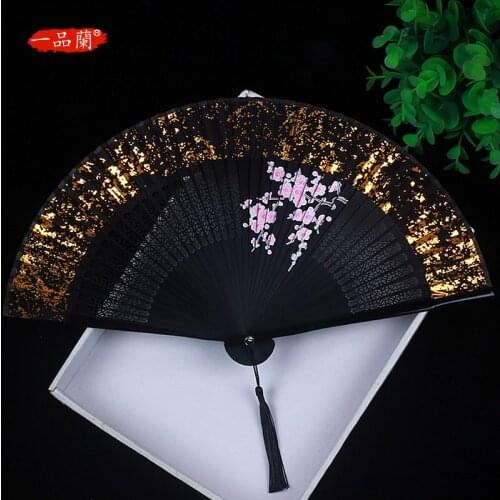 Chinese Fanzi ancient foldable fan Japanese classical womens silk cheongsam show dance small foldable fan bamboo