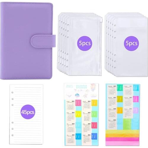 New 2021 A6 Budget Binder 6 Ring Leather Binder Notebook Planner Organizer with Cash Budget Envelope System with 10 Envelopes