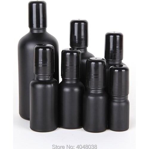 Matte Black Glass Bottle 5ml-50ml Essential oil Roll on Bottle Empty Cosmetic Packaging Frost Glass Bottle 20pcs/Lot